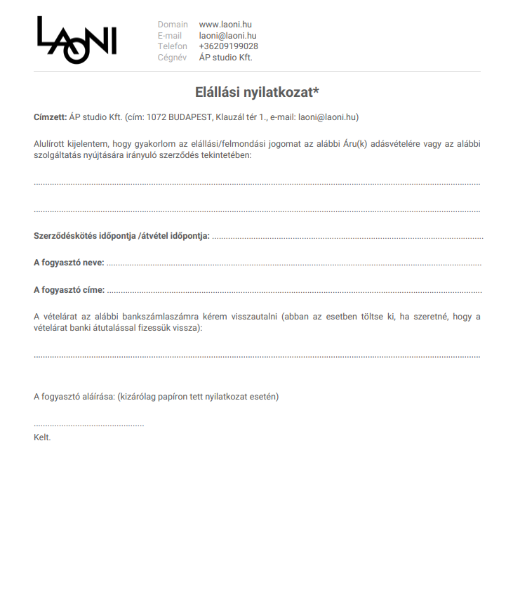 ELALLASI NYILATKOZAT LAONI